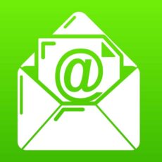 Email icon green vector isolated on white background